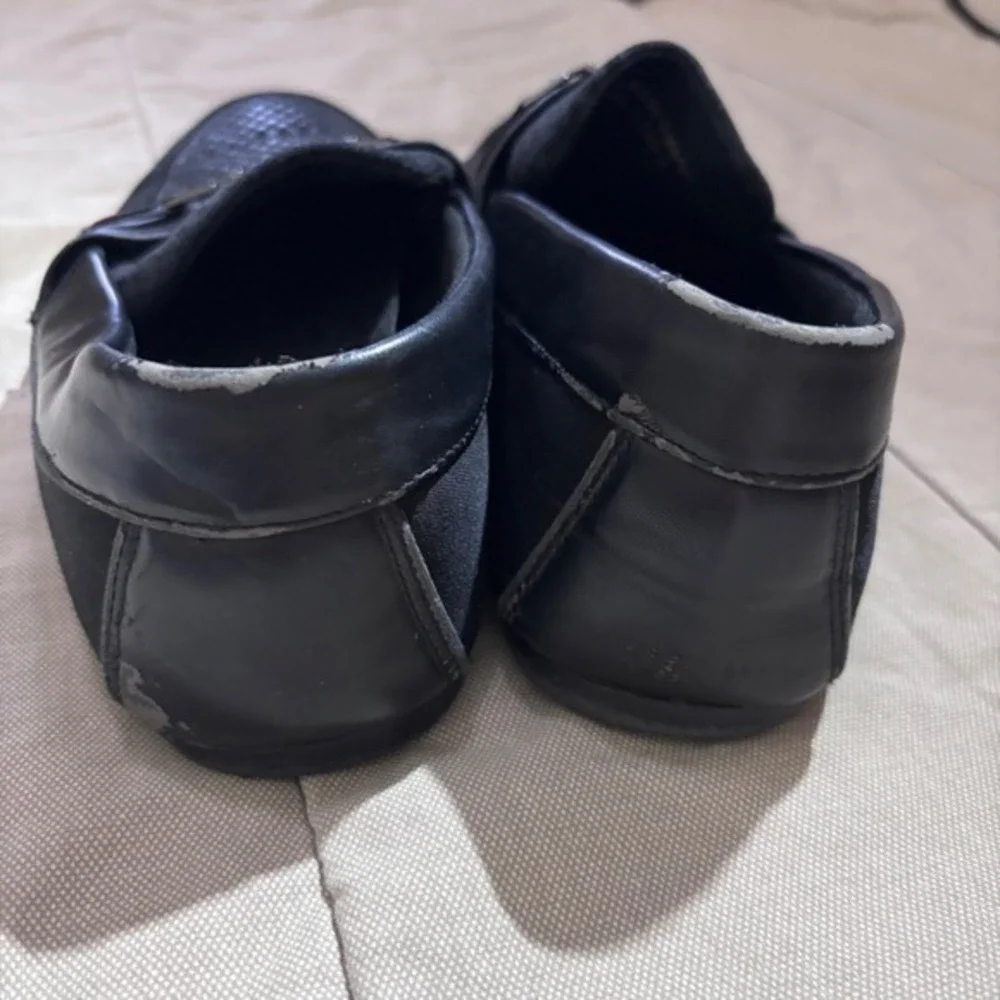 Mountrek Slip-On Loafers mens 11.5 Honeycomb Textured‎ Metal Buckle Black